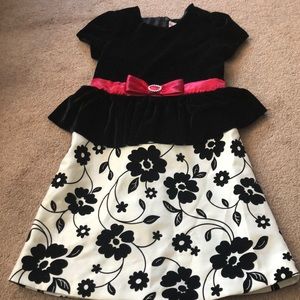 Girls red and black dress with white bottom